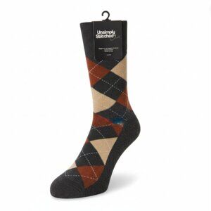 Unsimply Stitched Brown Black and Tan Argyle Design Socks Size 8–12 NWT